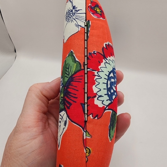 Vera Bradley Coral Floral Hard Shell Glasses Case Clamshell Red Orange - Picture 5 of 5